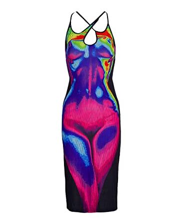 Y2k Tie Dye Body Print Bodycon Dress
