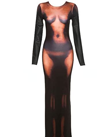 Y2K 3D Body Print Maxi Dress