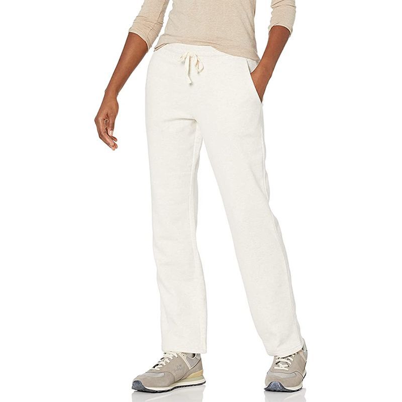 Cotton Fleece Lined Sweatpants for Women with Pockets Drawstring Elastic  Waist Wide Leg Cinch Bottom Jogger Pants (Large, Gray)