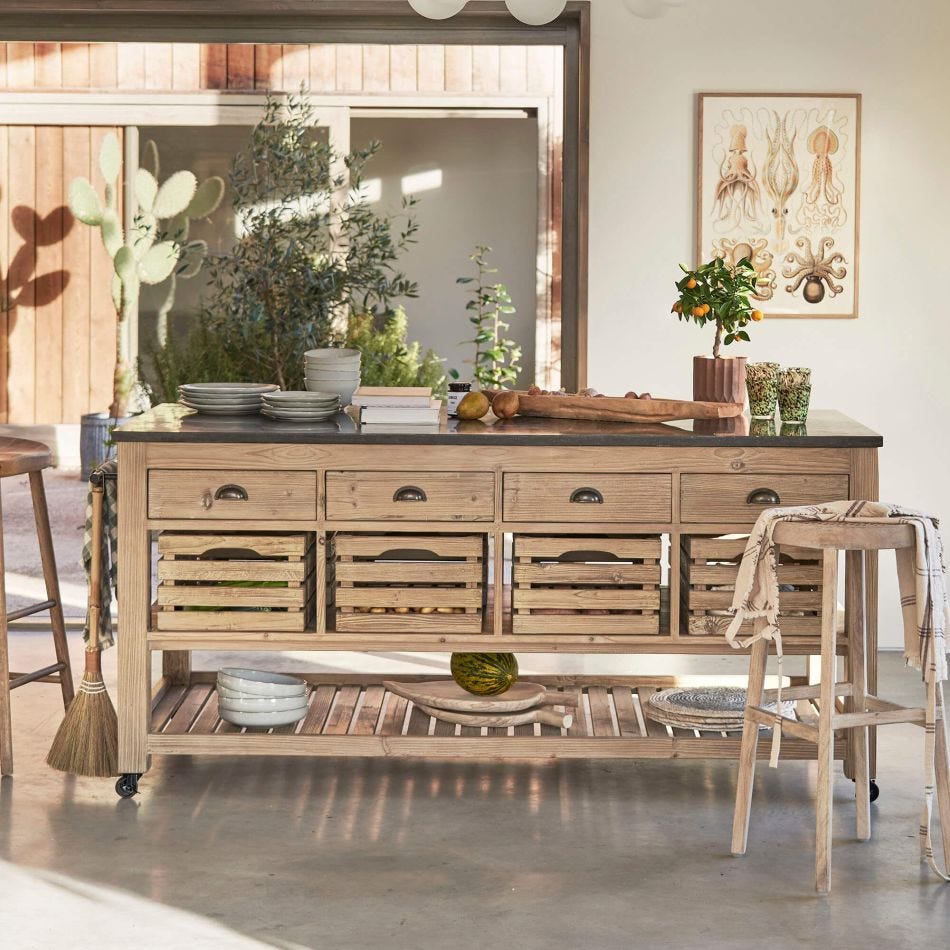 Whitewashed Hudson Kitchen Island