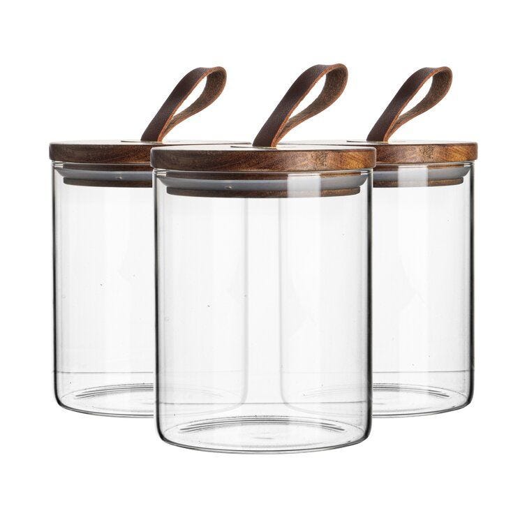 Metal 3 Piece Storage Jar Set (Set of 3)