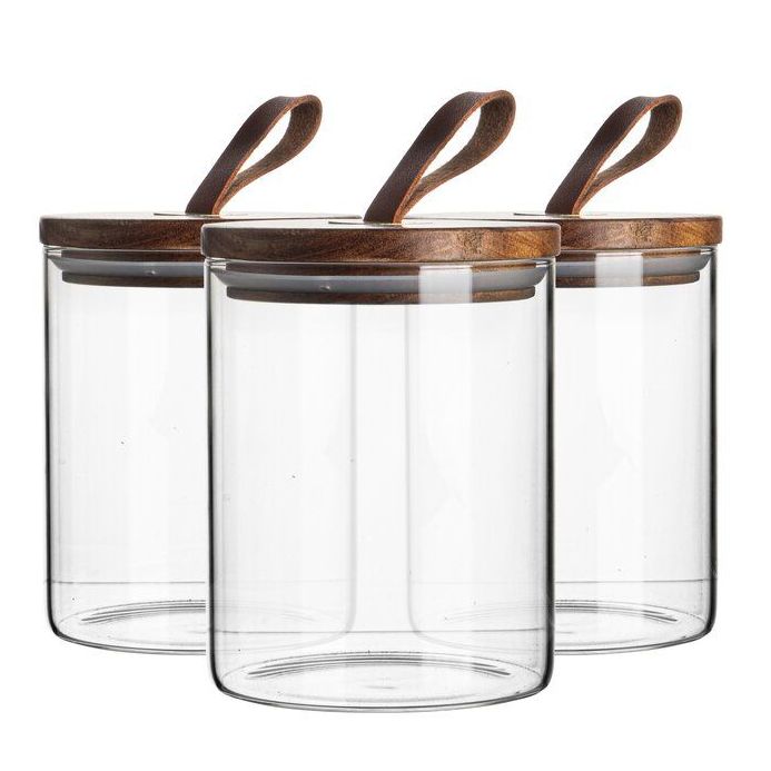 Metal 3 Piece Storage Jar Set (Set of 3)