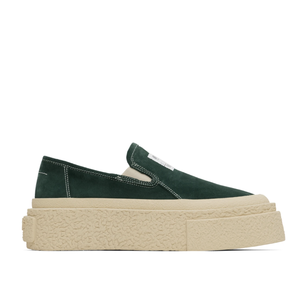 Green Platform Slip-On Sneakers