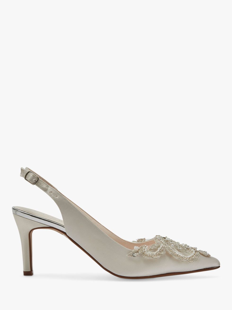 Bridgitte Embellished Wedding Slingback Court Shoes, Ivory