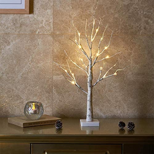 EAMBRITE White Tree with Lights Mini Birch Twig Tree Ornament