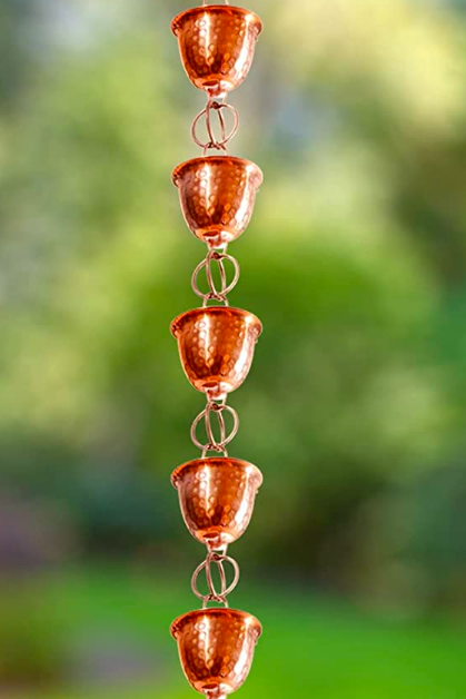 Pure Copper Hammered Cup Rain Chain