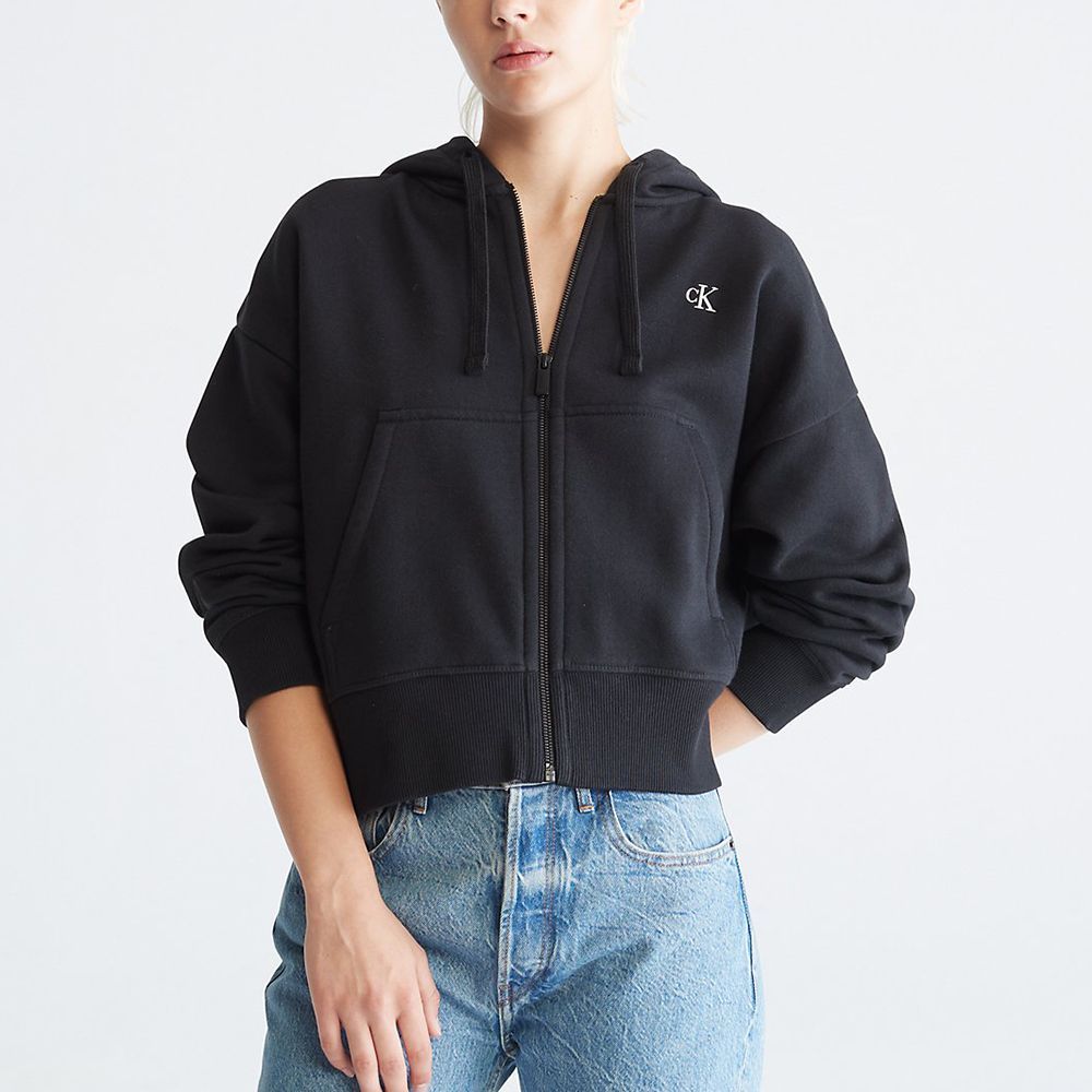 Logo fleece clearance zip hoodie