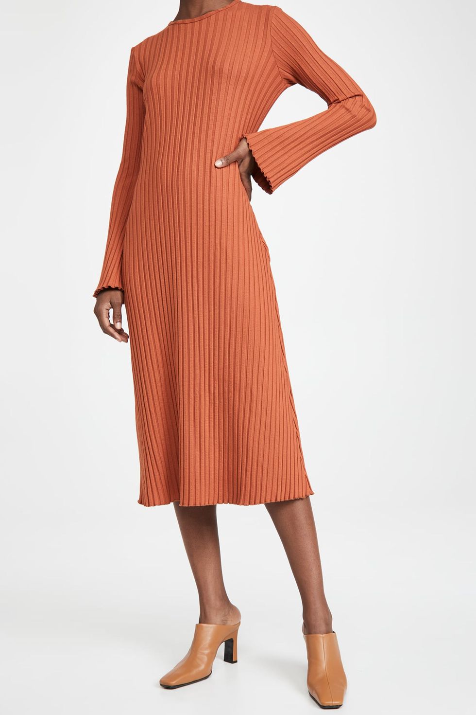 Spice Things Up Orange Ribbed One-Shoulder Cutout Midi Dress