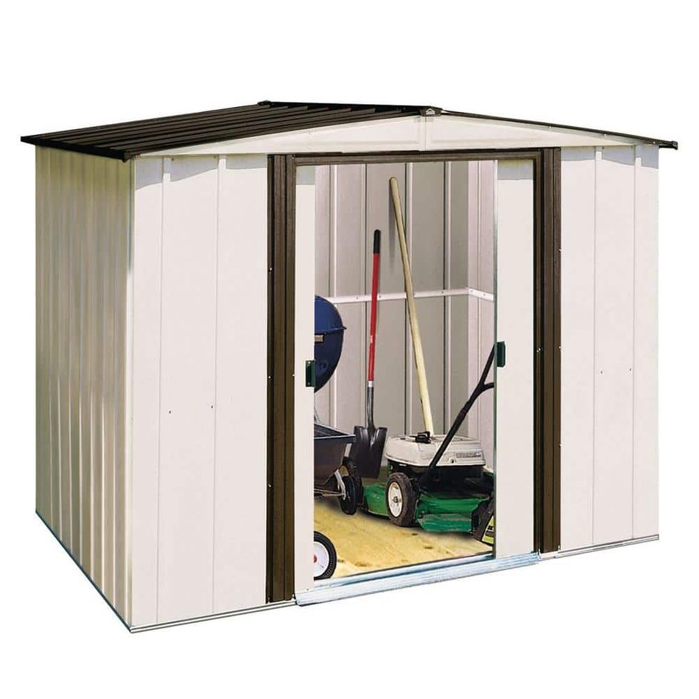 port 8 ft. W x 6 ft. D 2-Tone Galvanized Metal Shed 