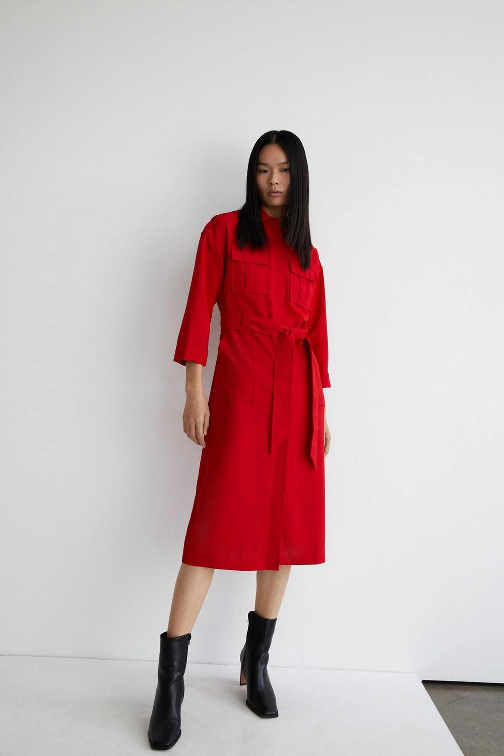 Warehouse red shop shirt dress