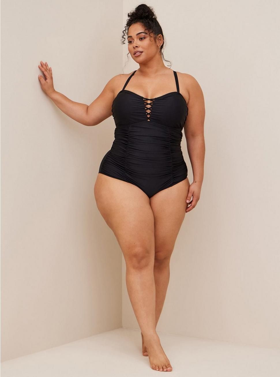 Large Bust Swimsuits For Women 2023 Plus Size Swimwear V Neck