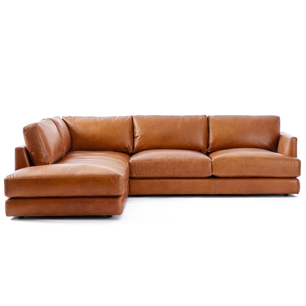 Haven Leather 2-Piece Bumper Chaise Sectional