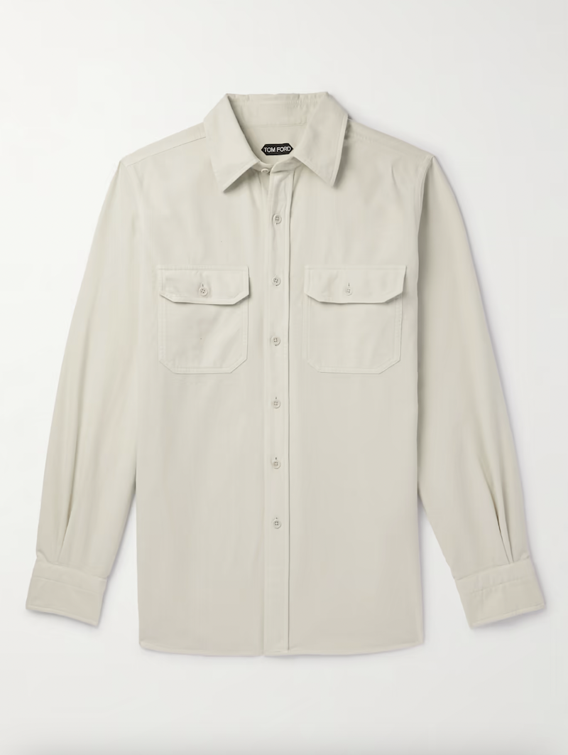 Panama Garment-Dyed Brushed-Cotton Shirt