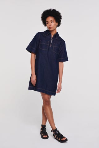 Heart Zip Denim Mini Dress Heart Zip Denim Mini Dress