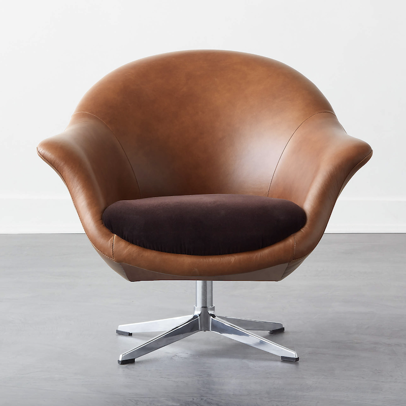Anja Leather Swivel Chair