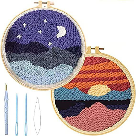 Calm Club | Punch Needle Kit | 8 Piece Punch Needle Kits Adults Beginner  Embroidery Kit for Adults | Punch Embroidery Kit for Beginners | Includes