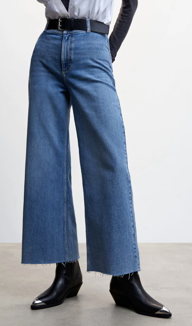 Mango high waisted jeans in culottestijl 