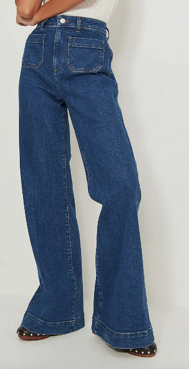 NA-KD jaren '70 jeans met wijde pijpen en zakken voorop