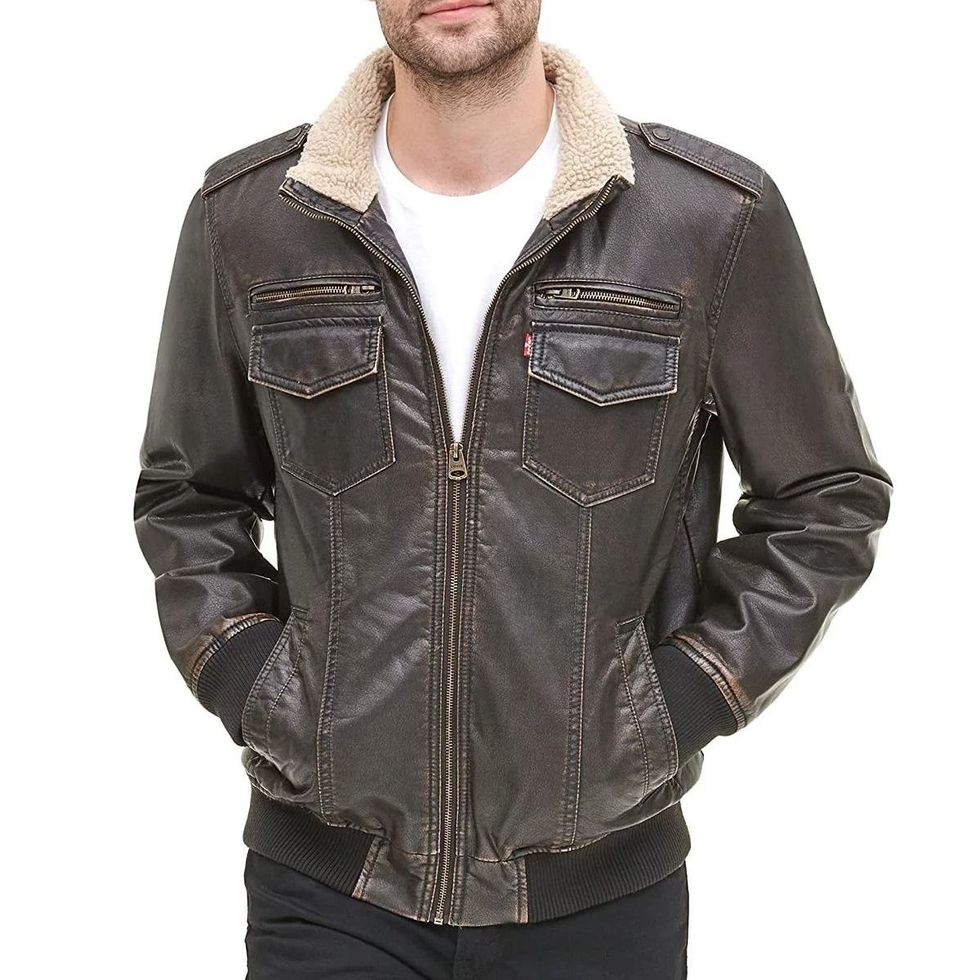 Levi's Men's Shearling Jacket with Pockets - Metallic - Casual Jackets
