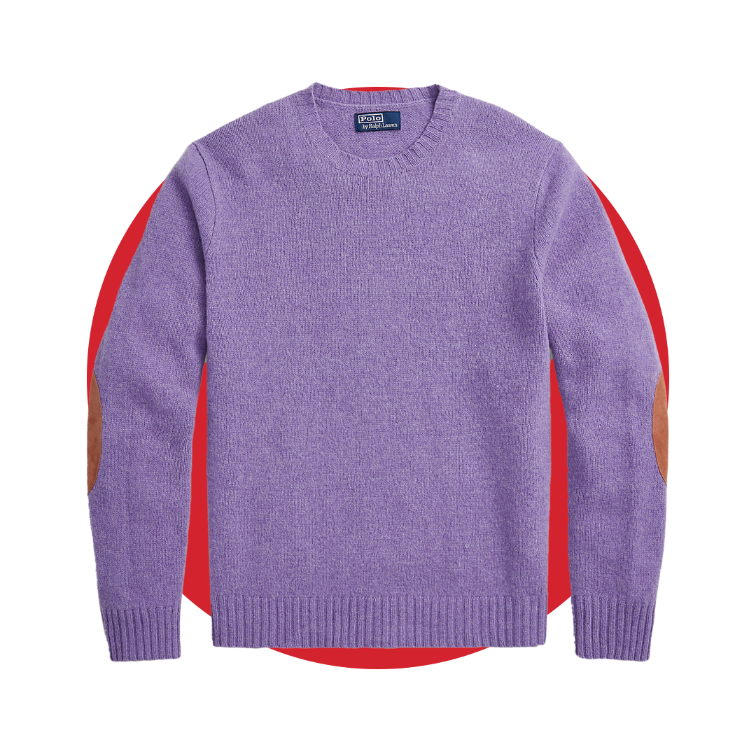 Suede-Patch Wool-Cashmere Sweater