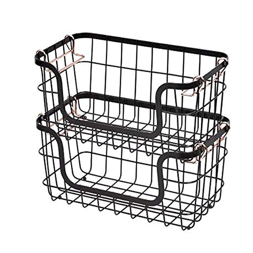 Stackable Metal Wire Storage Basket Set
