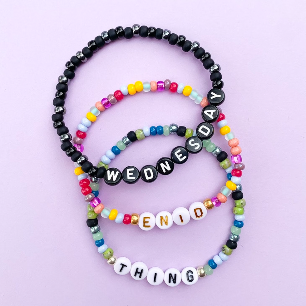 Wednesday, Enid, and Thing Beaded Bracelets