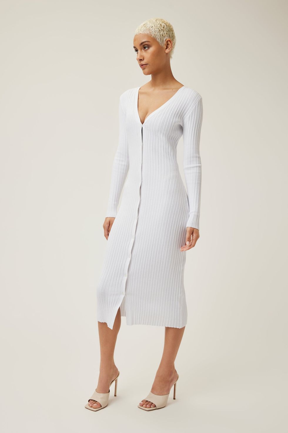 The House of LRC Icon Rib Cardigan Dress in Cotton
