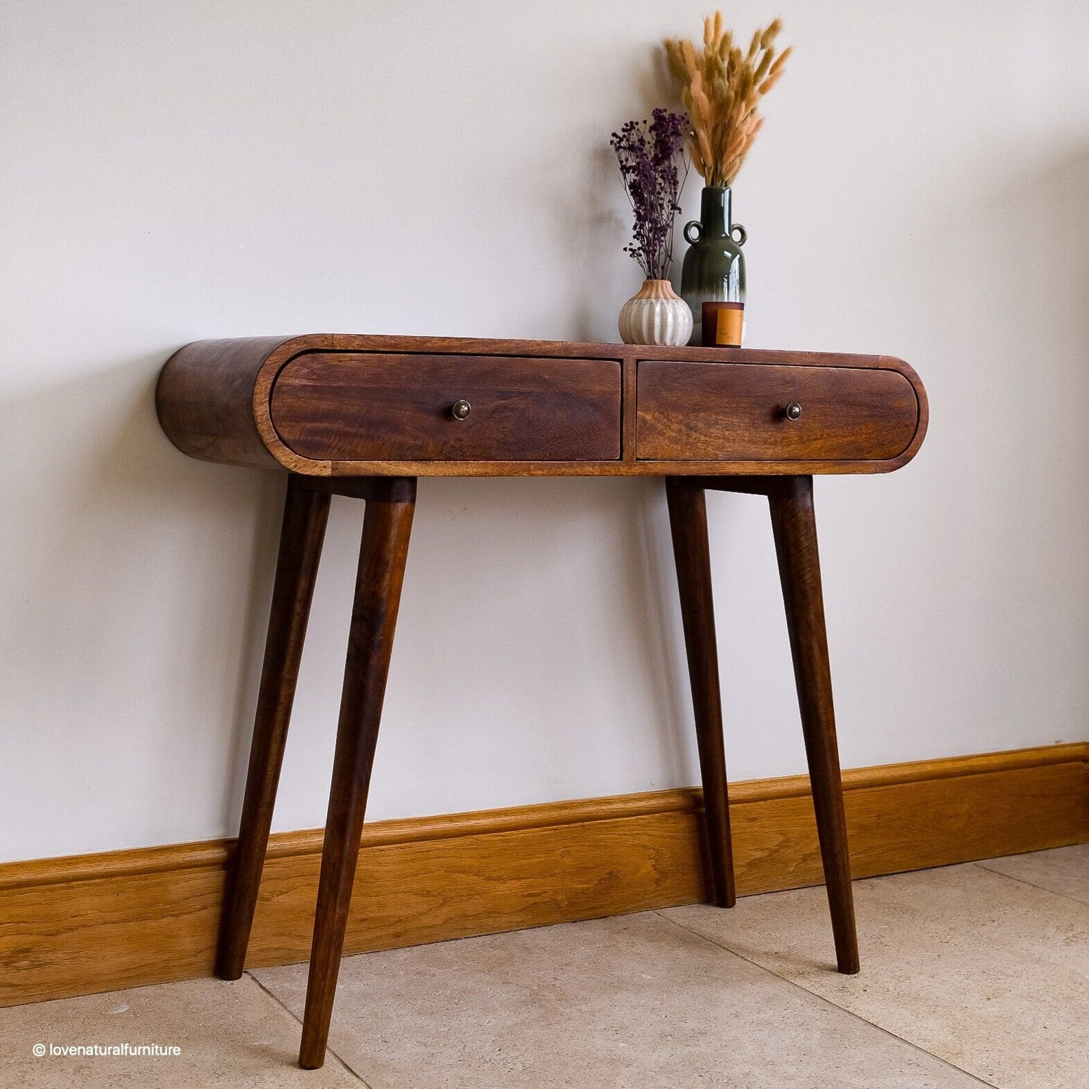 Curved console table 2024 with drawers