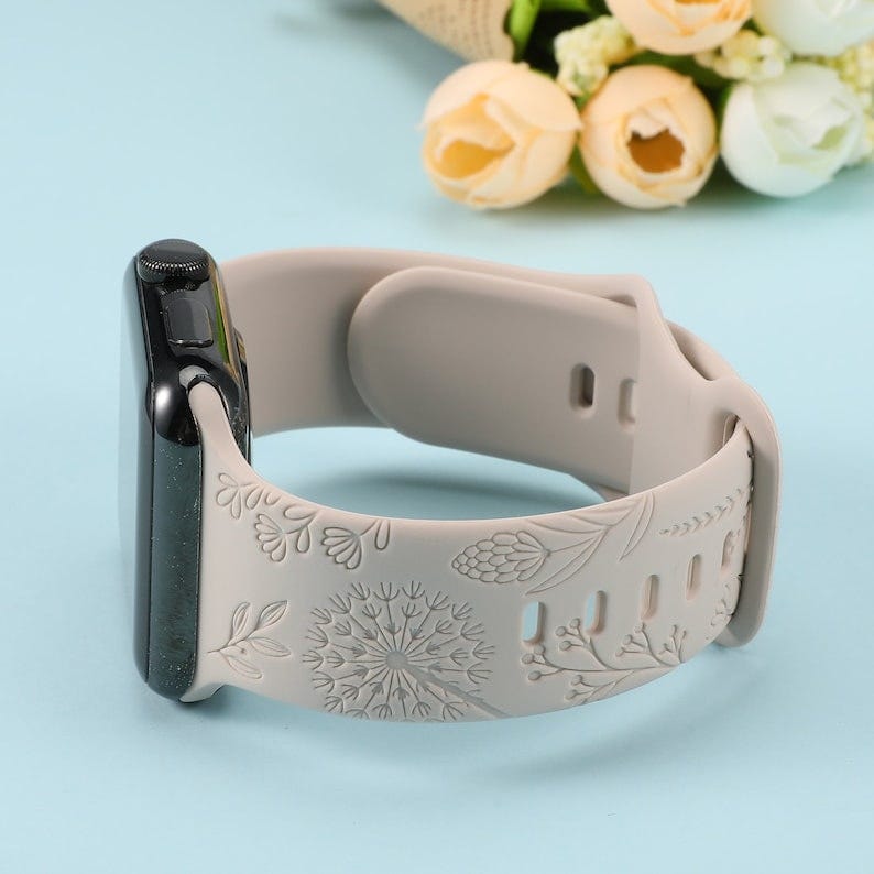 Floral Flower Leather Apple Watch Band Print Smart Iwatch Strap