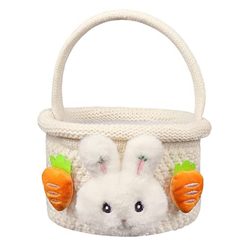 Knitted Easter Basket with Big Bunny and Carrots Stuffers