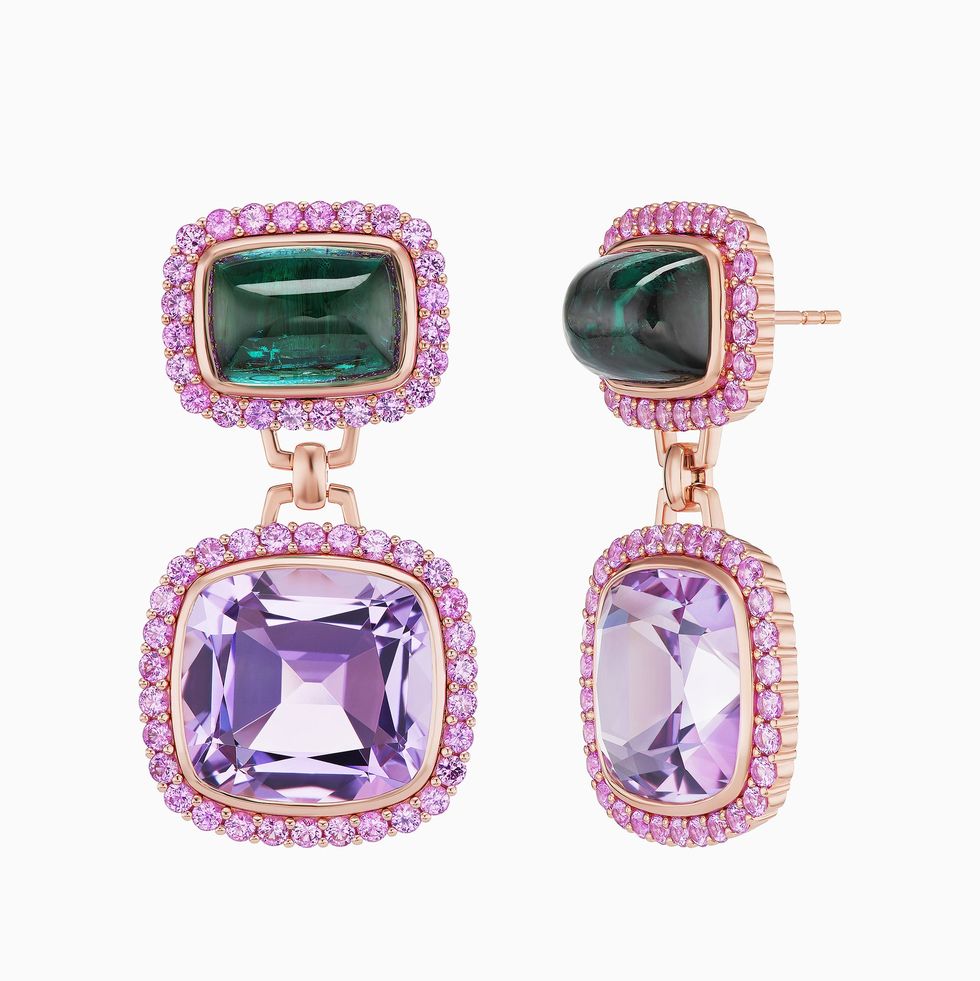 【二月份生日石】紫水晶珠寶推薦：Glenda綠碧璽紫水晶耳環