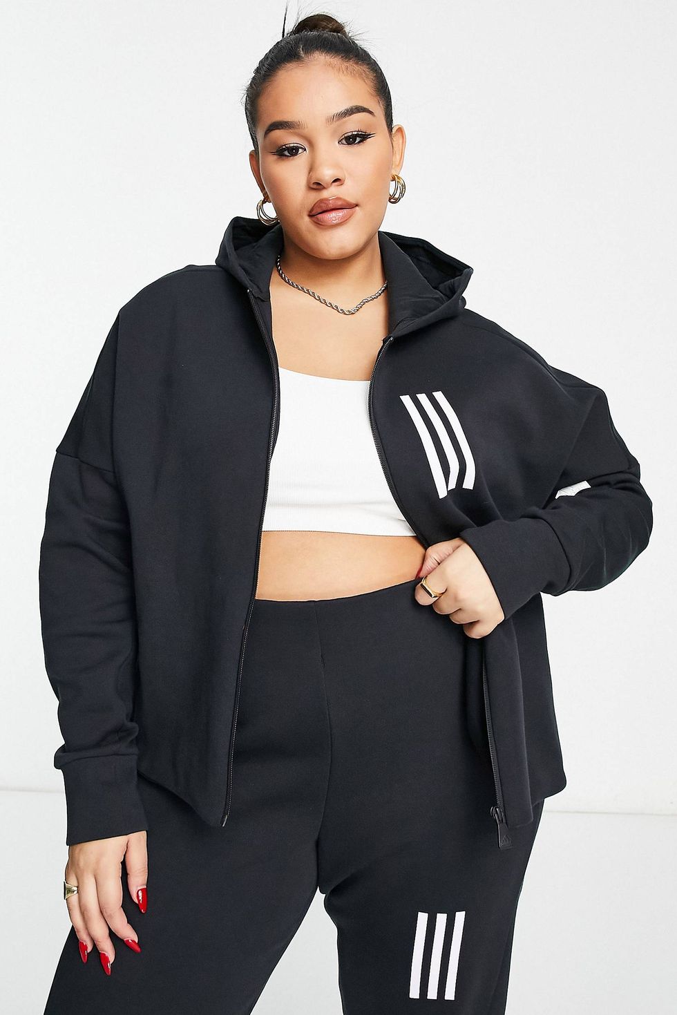 adidas Sportswear Plus hoodie in black
