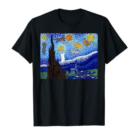 Starry Night Van Gogh Cat T-Shirt Starry Night Van Gogh Cat T-Shirt