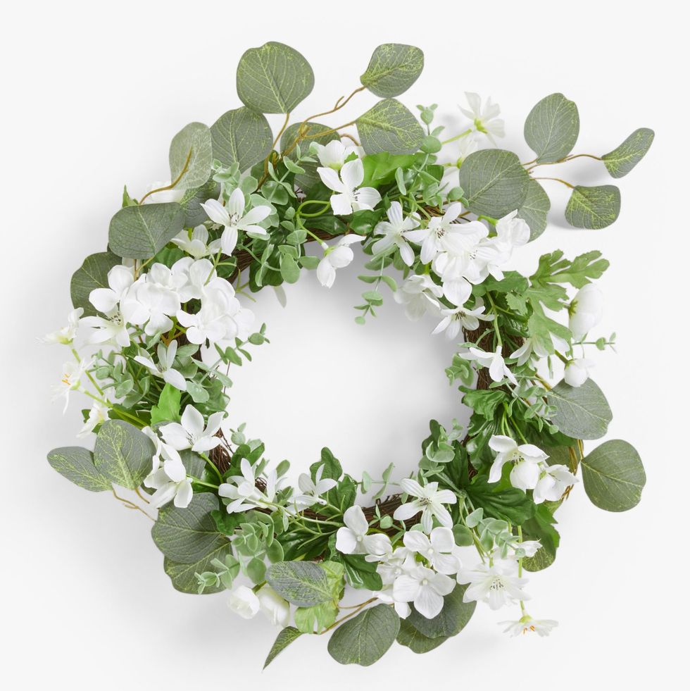 Floral Easter Wreath, White