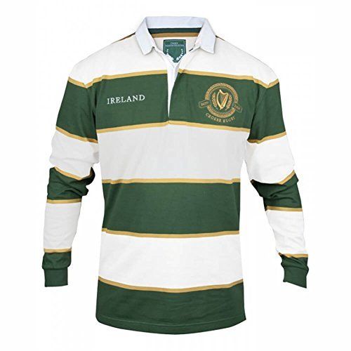 Croker Green and White Striped Rugby Jersey