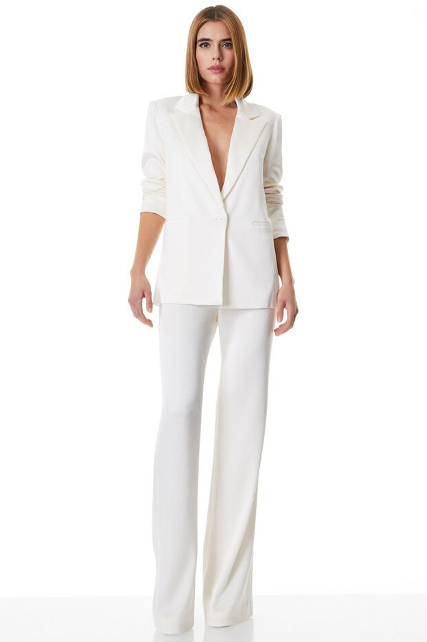 White Blazer Trouser Suit for Women, White Pantsuit for Women, 3