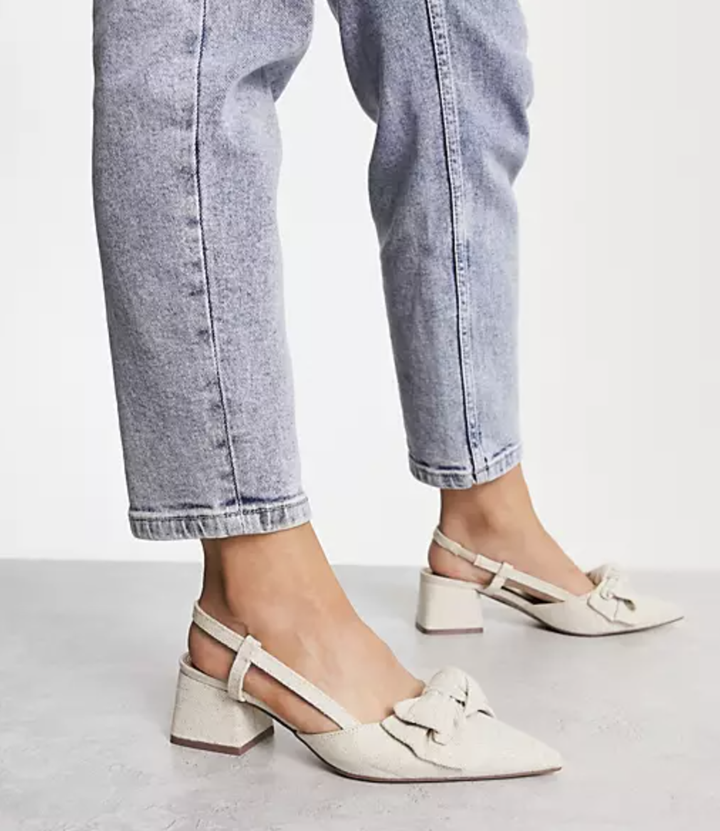 ASOS DESIGN Wide Fit Saidi Bow Slingback Shoes