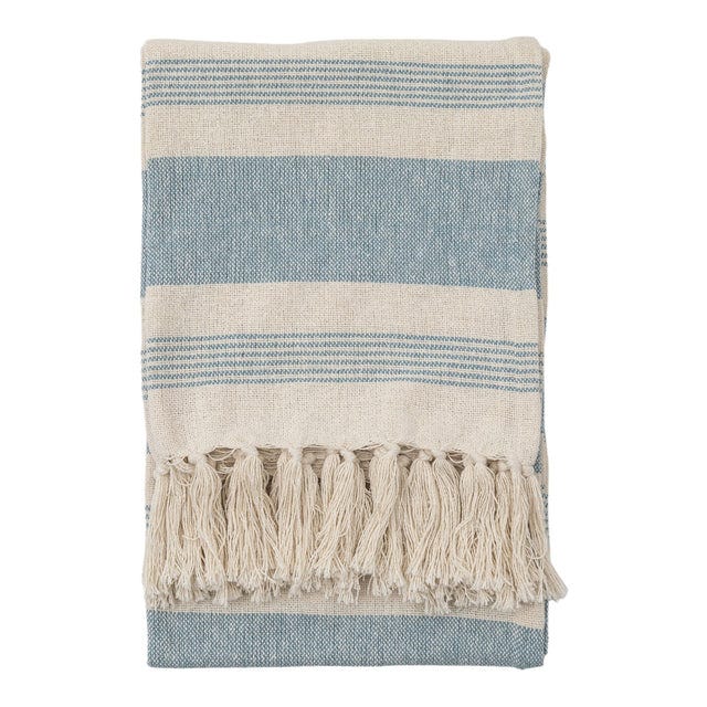 Lilo Cotton Stripe Throw in Blue