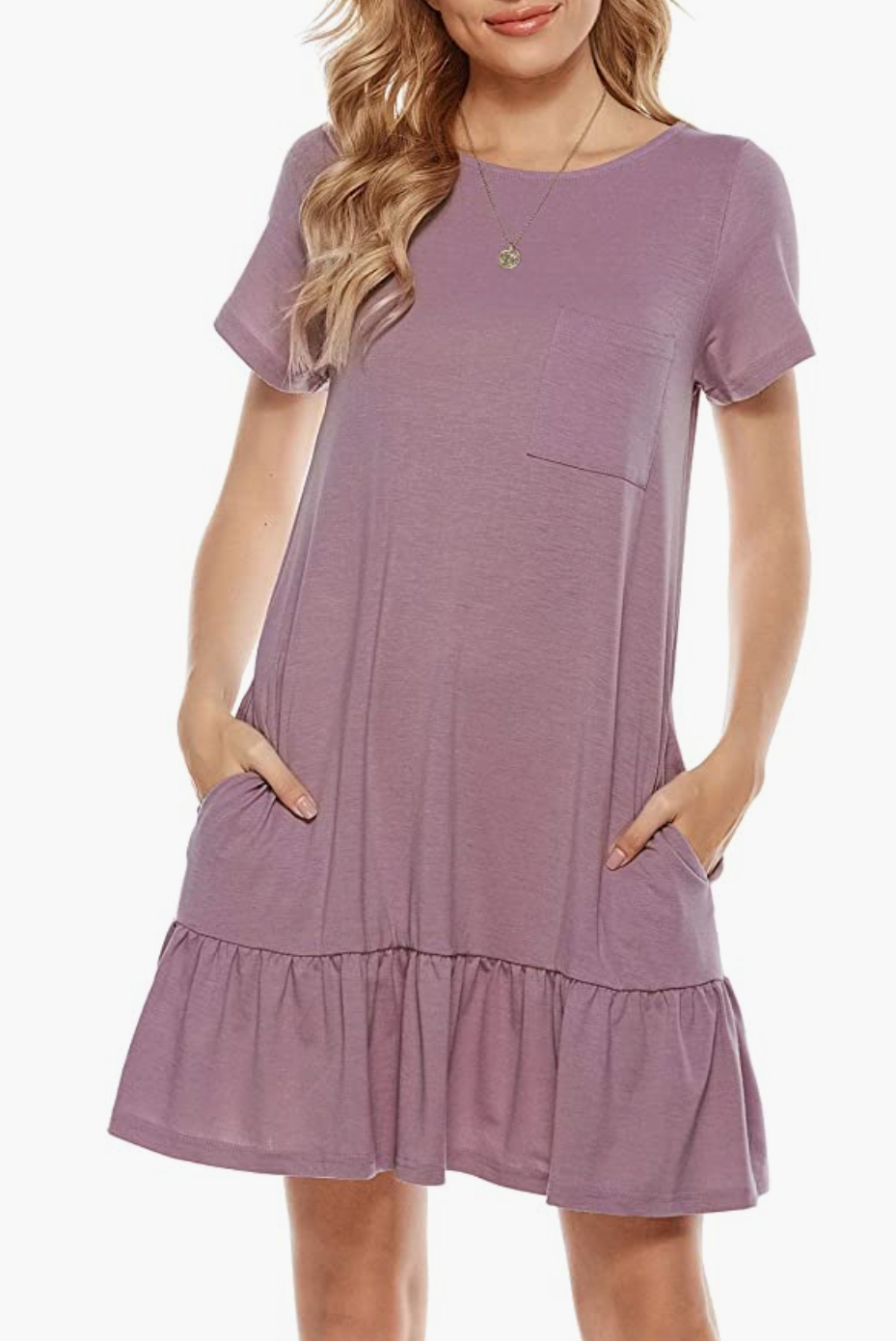 Crewneck Tunic Dress with Pockets Crewneck Tunic Dress with Pockets