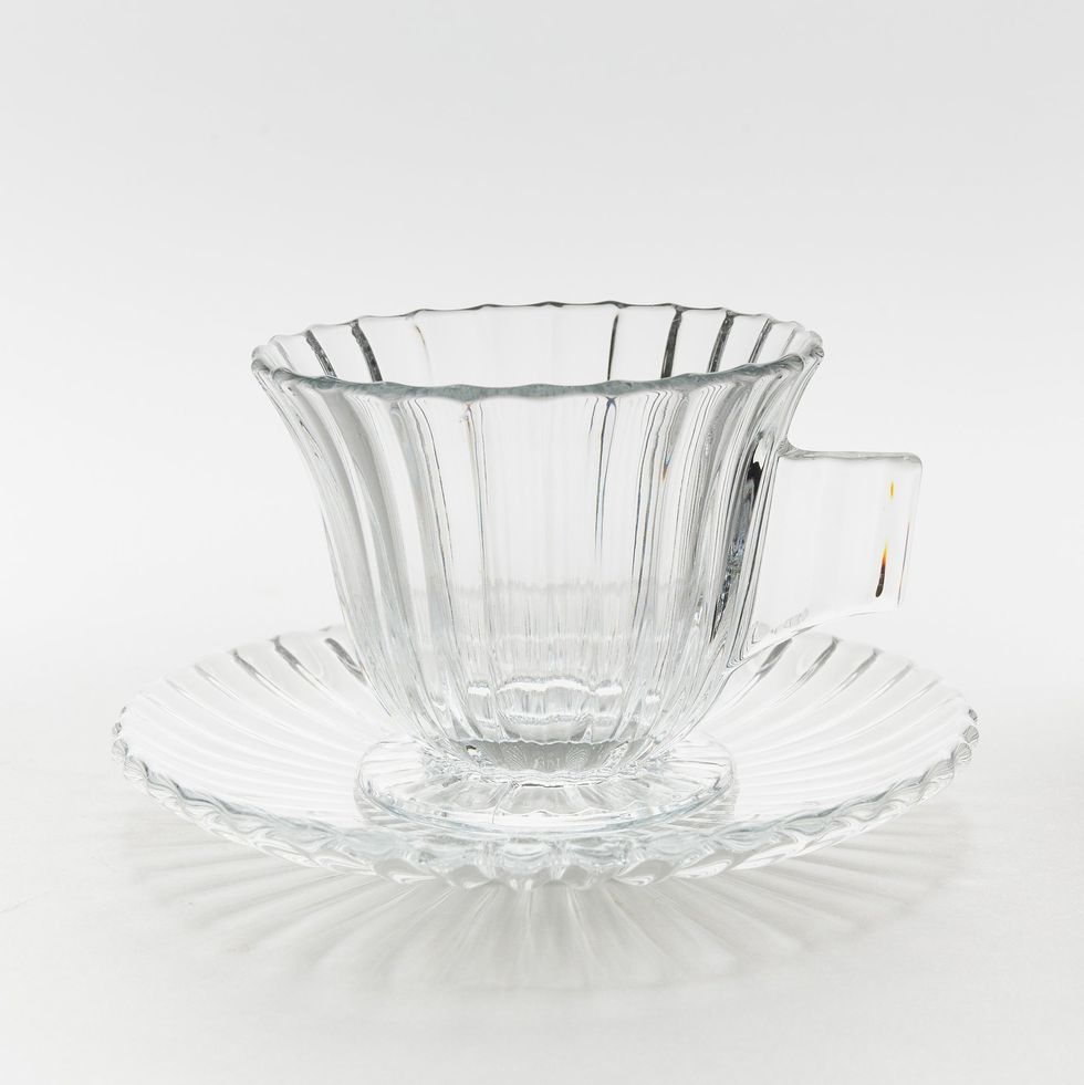 Vintage Glass Tea Cups and Saucers (Set of 4)