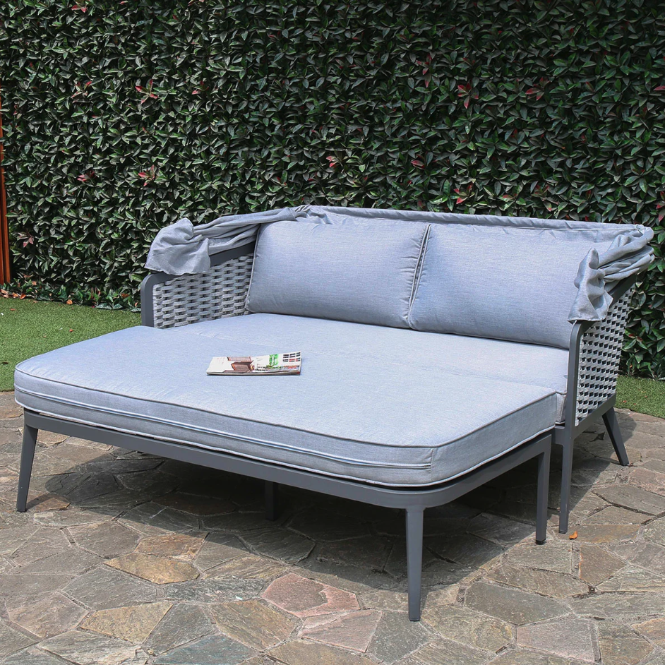 Wide Outdoor Garden Daybed with Cushions