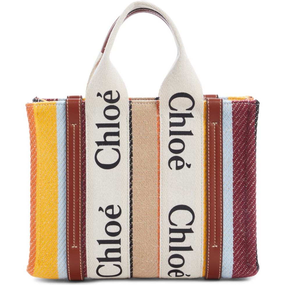 Woody Logo Strap Stripe Cotton Crossbody Bag