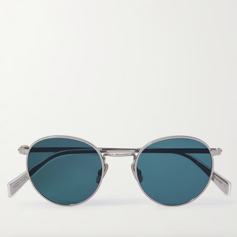 Round-Frame Silver-Tone Sunglasses