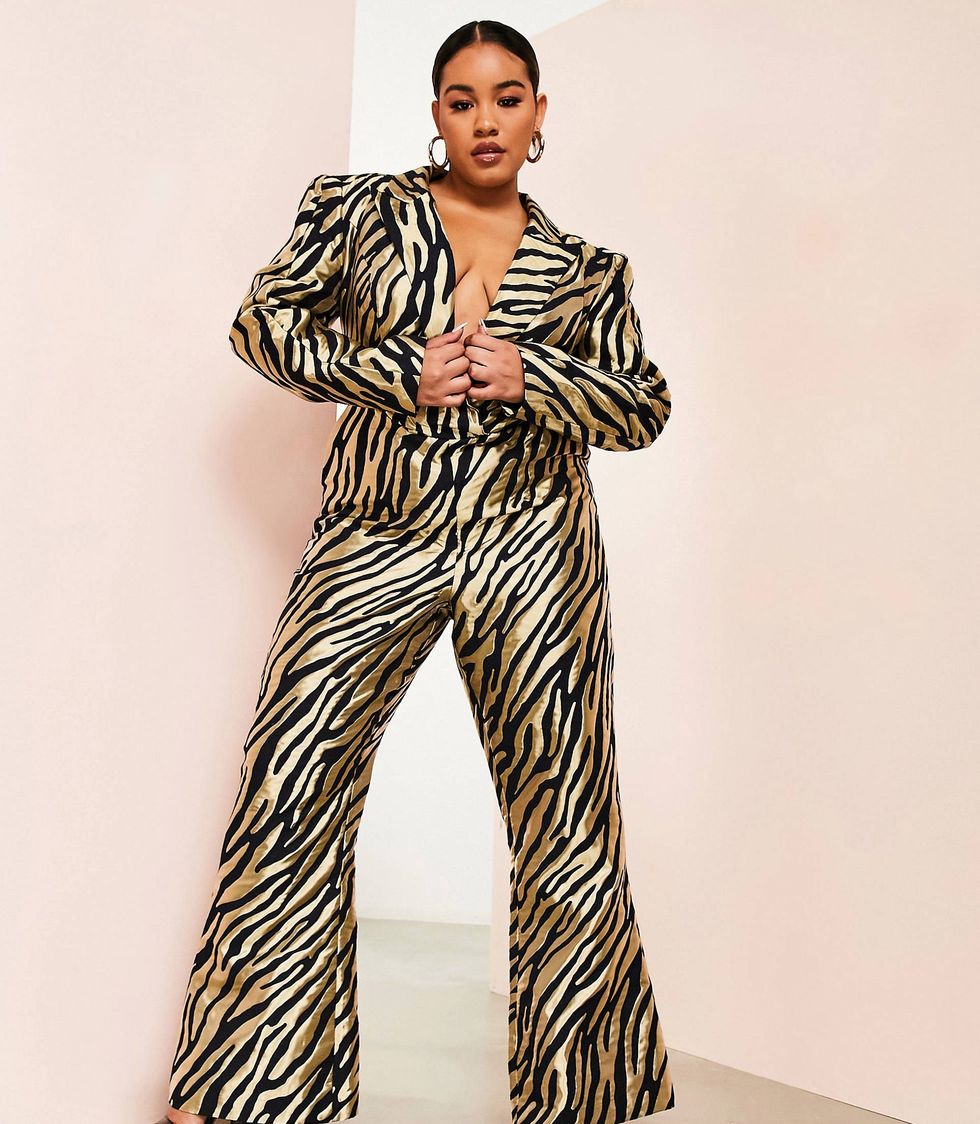  Tailored Jumpsuit in Zebra Jacquard