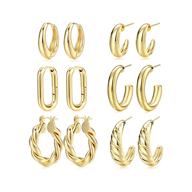 Gold Hoop Earrings Set for Women