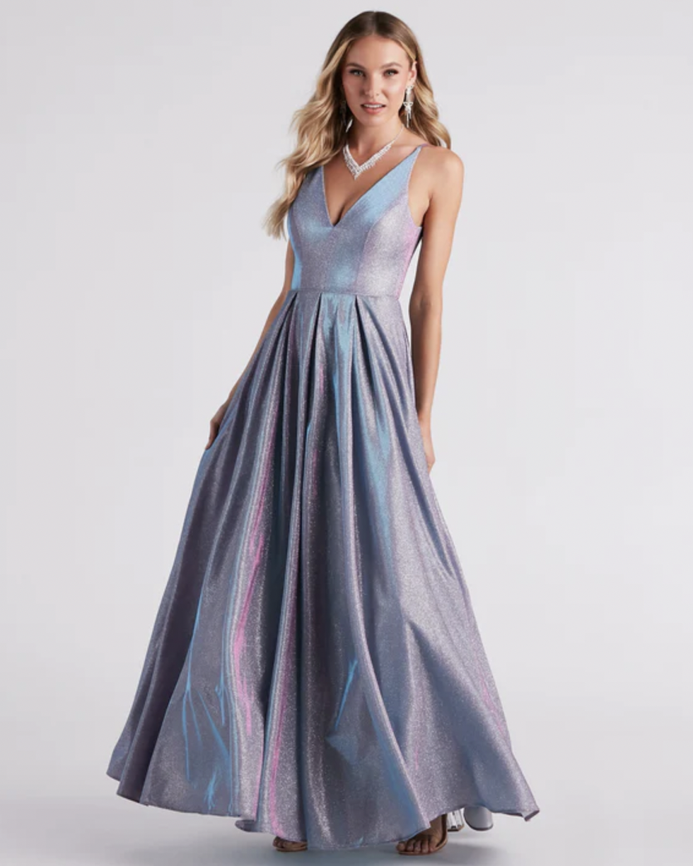 Delaney Iridescent Glitter Woven Ball Gown