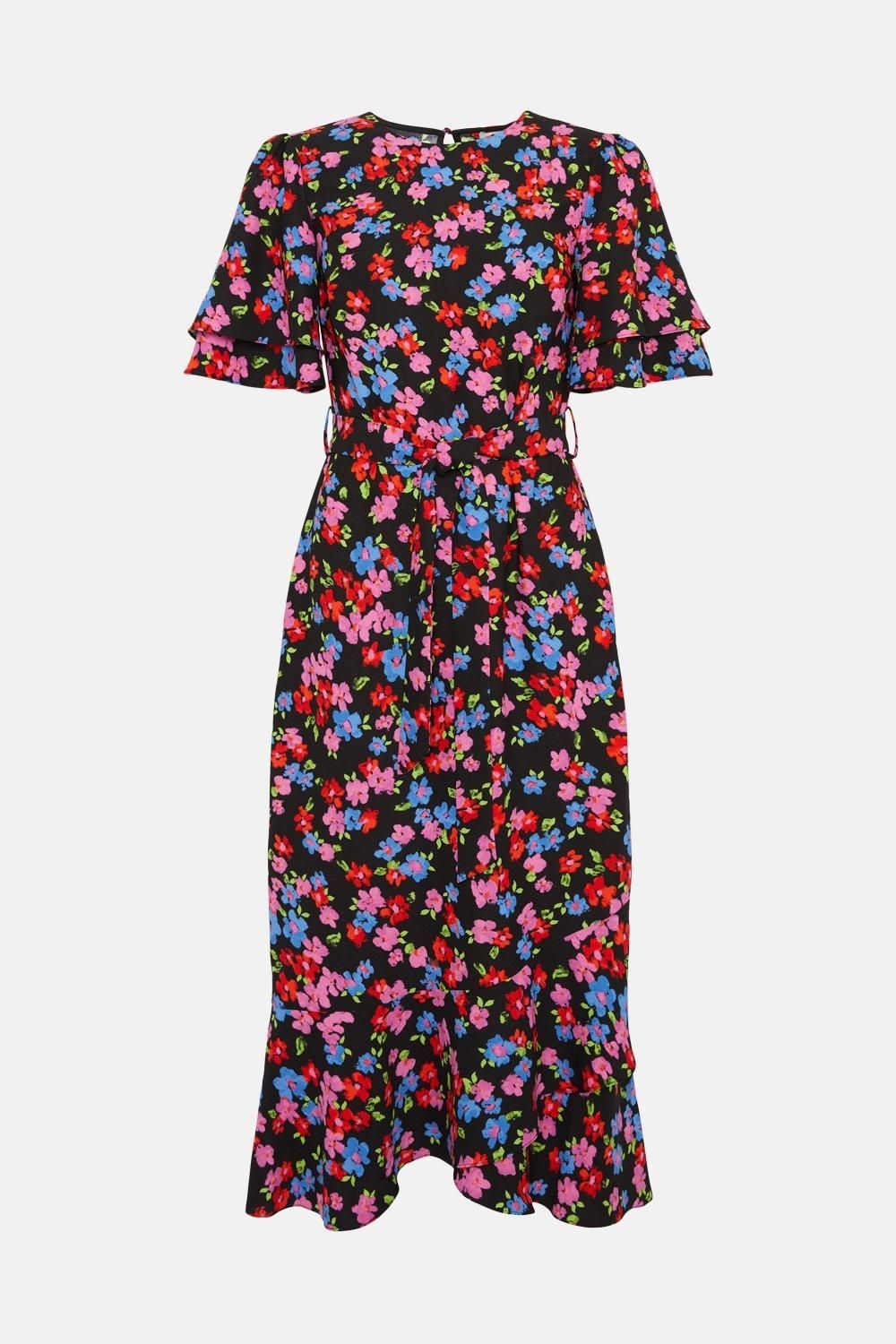 Oasis belted midi outlet dress