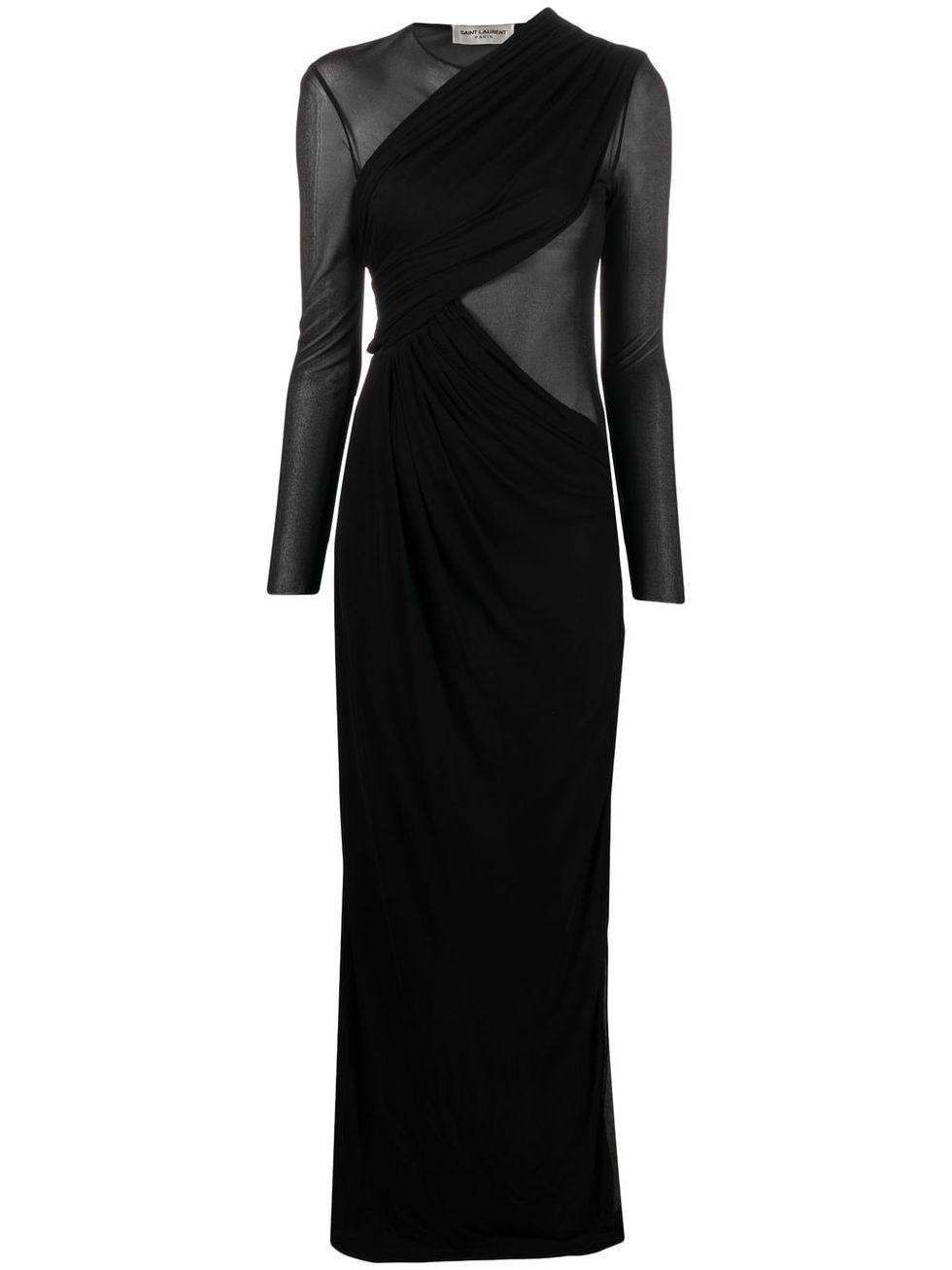 Saint Laurent sheer-panel draped gown