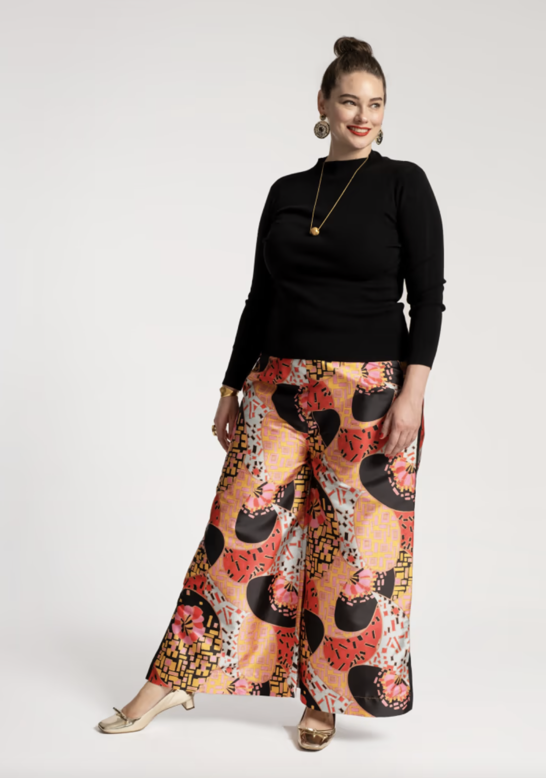 Women's Plus Size Relaxed Fit Viscose Rayon Palazzo Trousers (Black, Size:  3XL)-PID41622