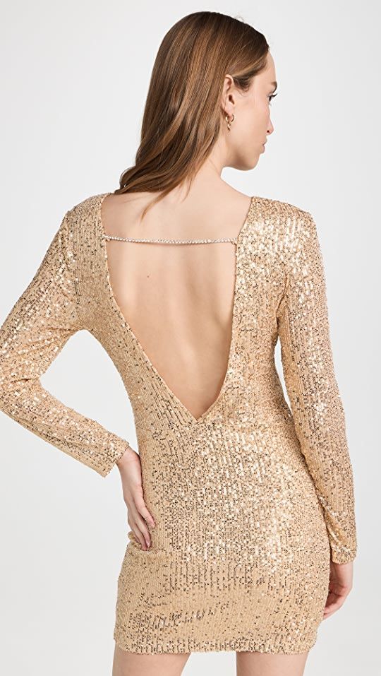 Gold and silver plunge v neck backless bodycon sequin dress party outlet dress